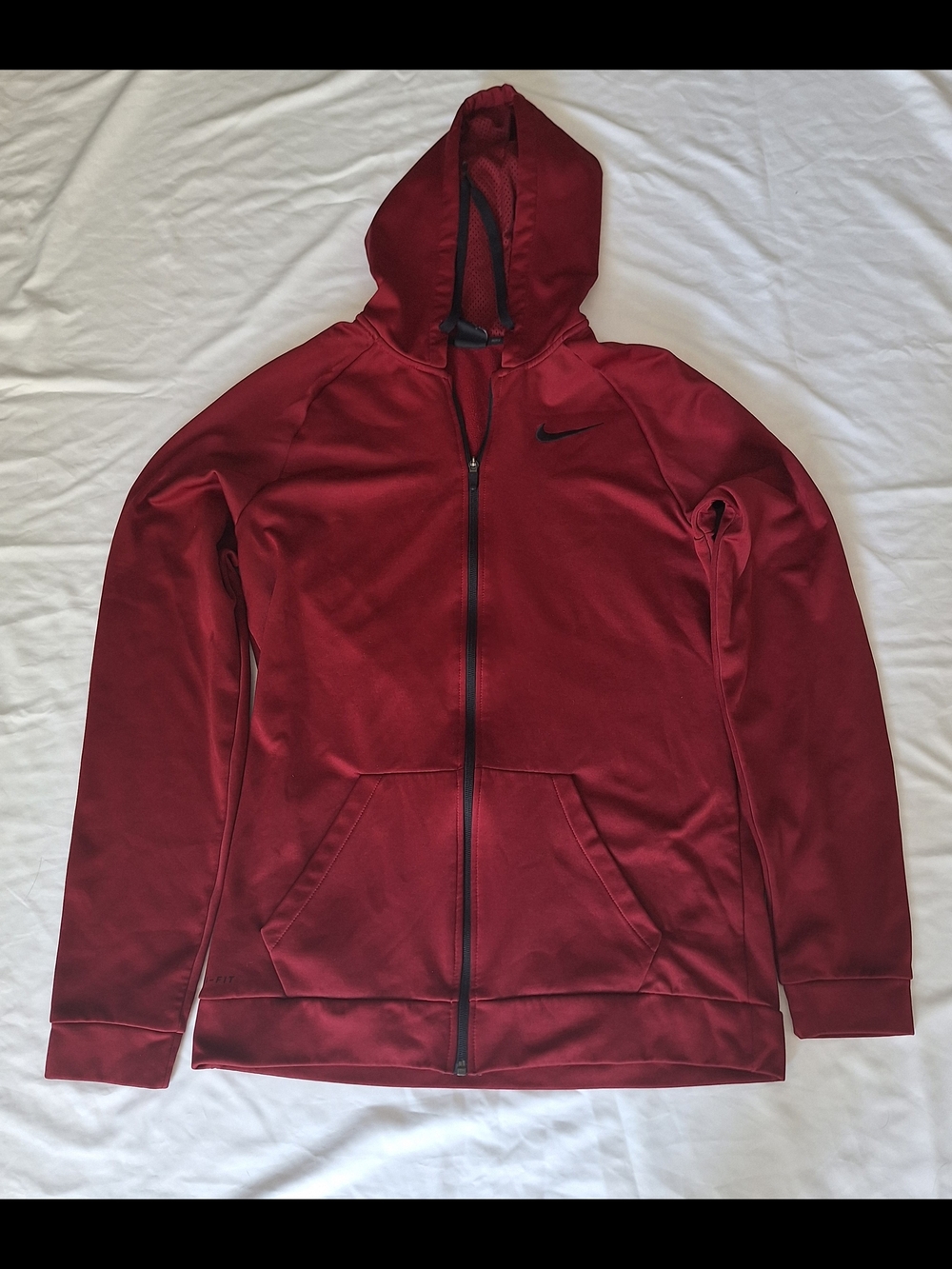 Nike Hoodie Mens Maroon Dri Fit Full Zip Long Sleeve Jacket LT